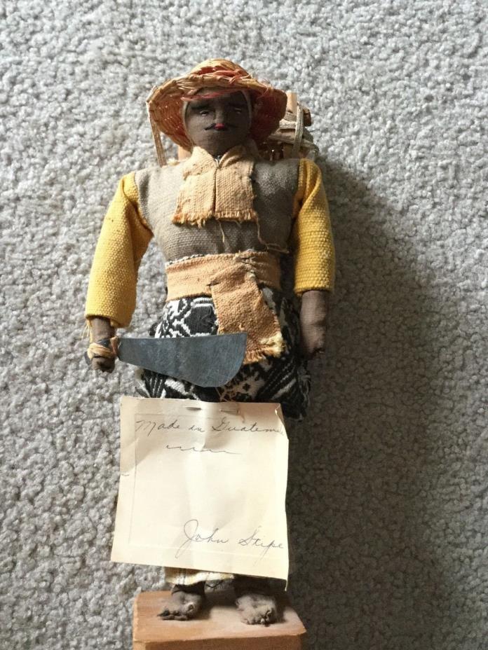 Doll Handmade in Guatemala Man Basket on His Back Handmade Clothes Stand 11
