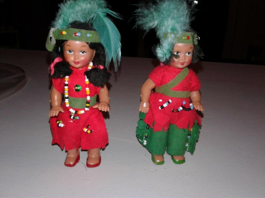 Vintage  Native American  Child Doll Wiyh Beads, 4 1/2