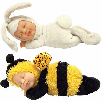 NEW (Set) Ann Geddes Bee And Snow Bunny Baby Dolls - Bean Filled - Ages 18 Mos +