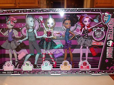 MONSTER HIGH FIVE DOLL GIFT SET ROCHELLE,GILL,LAGOONA,REBECCA,OPERETTA MINT NRFB