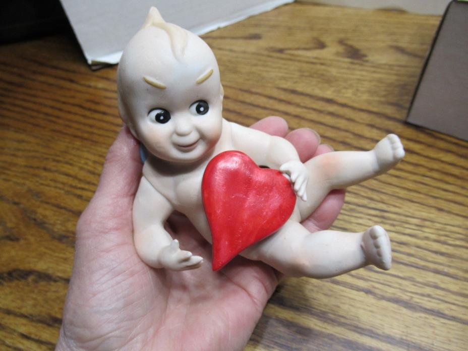 Kewpie Valentine Cupid Porcelain Figurine with a Leaning Pose