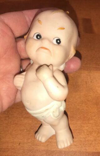 VINTAGE LEFTON KEWPIE PORCELAIN BISQUE BABY DOLL Standing POUTING Mad