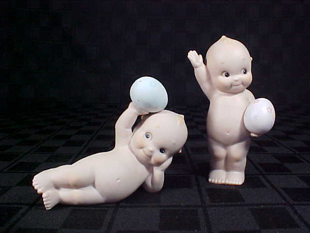 Lot of 2 Easter KEWPIE'S - Eggs - 1992 Enesco Rose O'Neill Collection