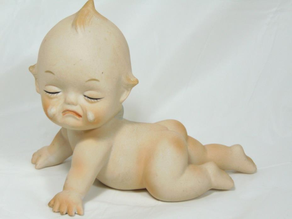 Small Kewpie Crawling Crying Winged Ceramic Figurine