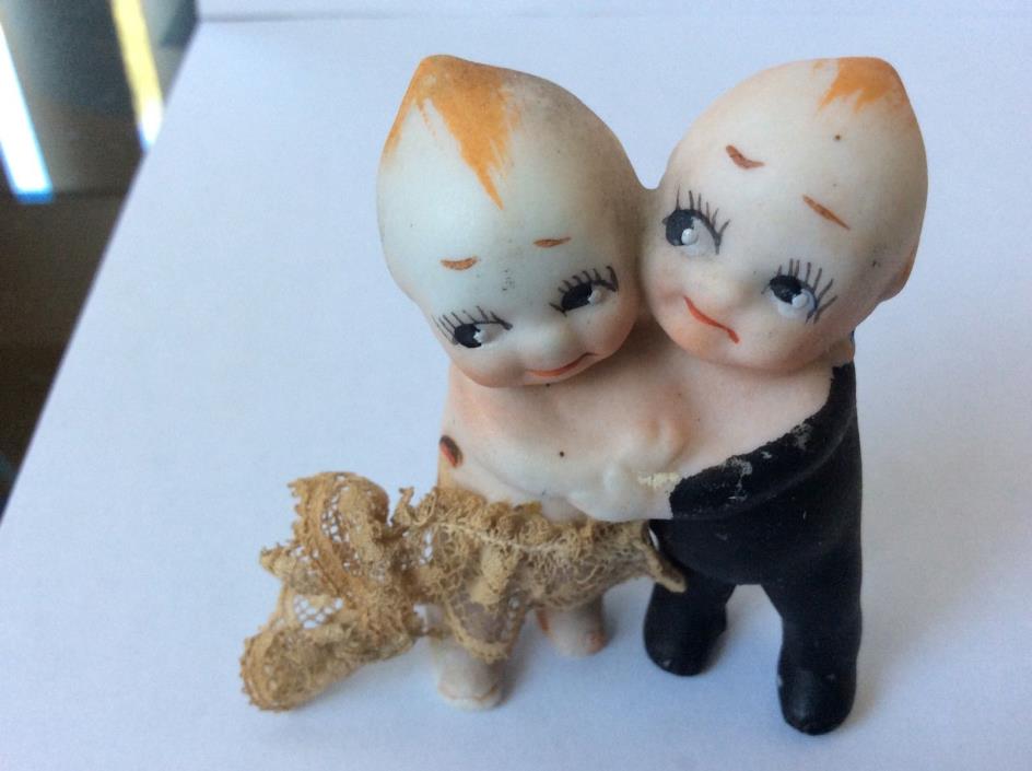 Antique Japan KEWPIE Doll Figurine - Bride & Groom Wedding Cake Topper
