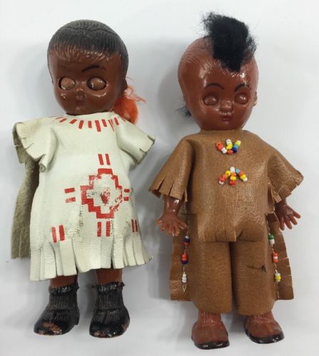 Vintage Kewpie Celluloid Doll Lot Native American