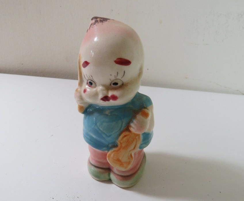 Vintage Porcelain Kewpie Doll Figurine Playing Violin - Made in Japan