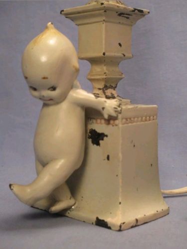 Rare HTF Adorable Antique Cast Metal Kewpie Lamp