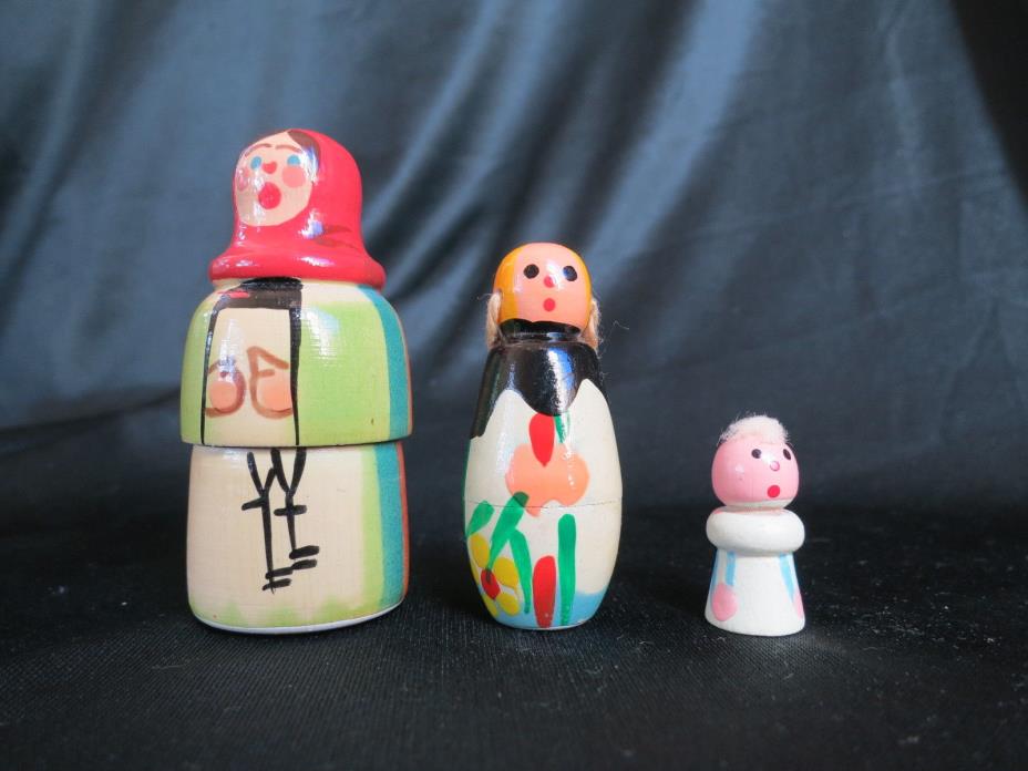 VIntage! Maternal Lady with Children Nesting Doll Set Poland Collectible 2-1/2