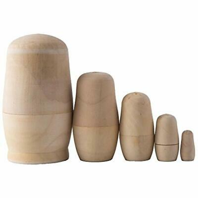 TSJ Nesting Dolls 4.5 Inch Set Of Unpainted Blank Wooden Russian Craft For Kids