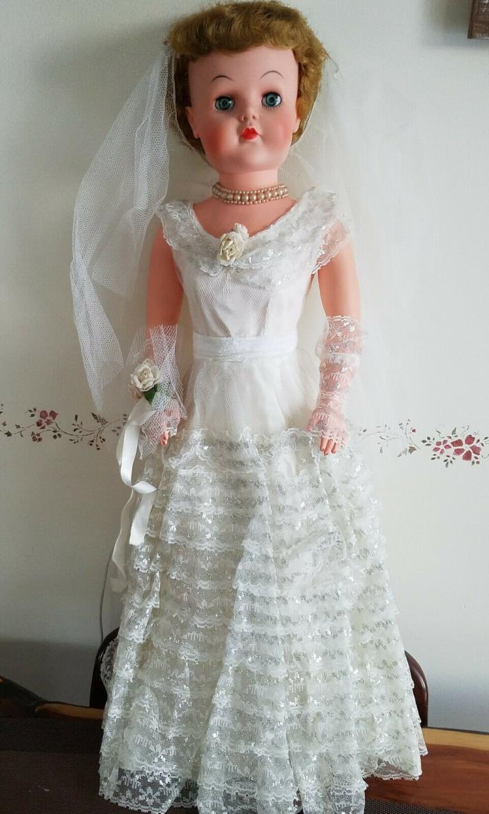 Vtg Betty The Beautiful Bride Deluxe 29” Supermarket Doll 50's W/ Box & Booklet