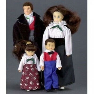 Victorian Doll Family 4Pc Brown. Superior Dollhouse Miniatures. Free Delivery