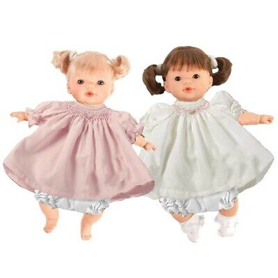 Rosalina Sarah and Lilli Twin Dolls with Pink and Ivory Roselle Smock Dresses