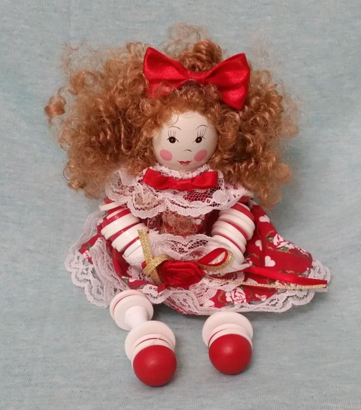 Shelf Sitter Doll Made with Buttons & Spools ~ 8