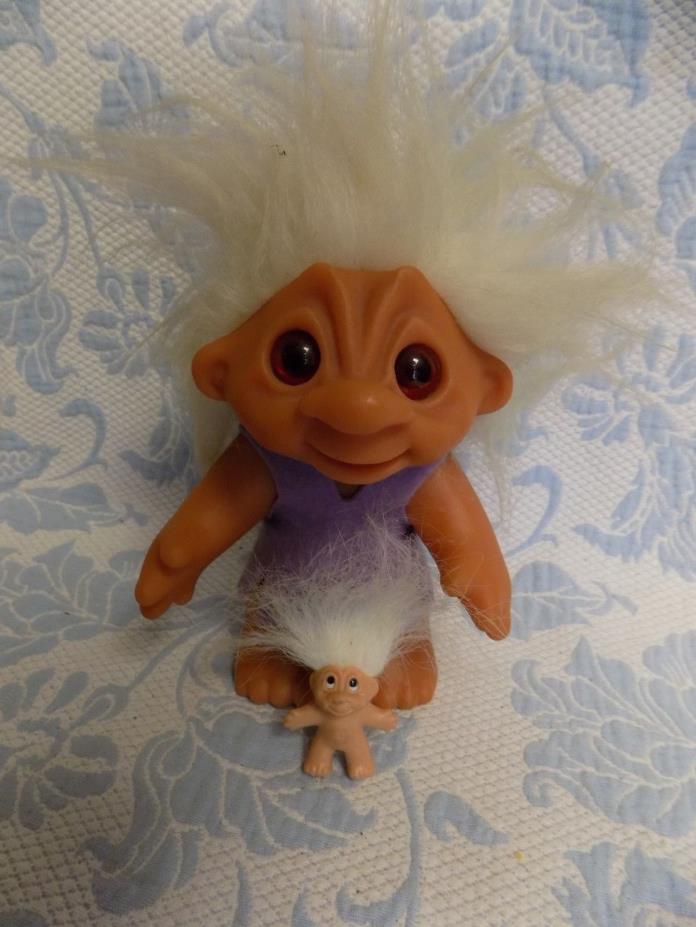Super Vintage 1977 Thomas Dam standing troll doll  white hair 6 1/2