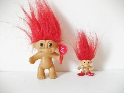 Russ Trolls - Two Adorable Trolls With Red Hair - Lapel Pin!!