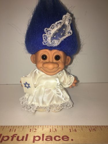 Jewish  Bat Mitzvah  Russ Troll Doll Trolls Jewish Blue Hair, 4.5