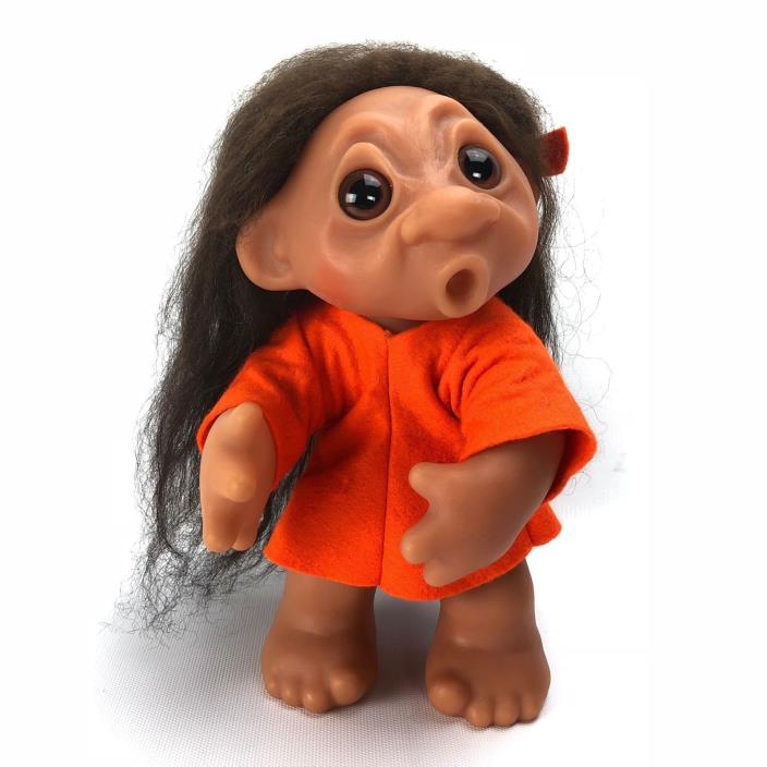Vtg 70s Long Hair Thumb Sucker Open Mouth Troll DAM Denmark Doll Norfin