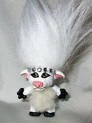 LAMB TROLL OOAK Doll Custom Painted unique mini 1 in white upface mini sheep