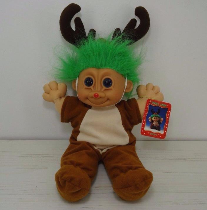 RUSS Rudolph Red Nosed Reindeer Troll Doll Plush Green Hair 13