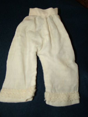 VINTAGE BABY DOLL LINEN PANTS CROCHETED TRIM RUSTY FASTENERS