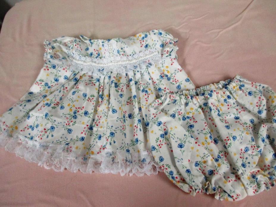 Cute Blue Flowered Dress  and Panties for Large Baby Doll