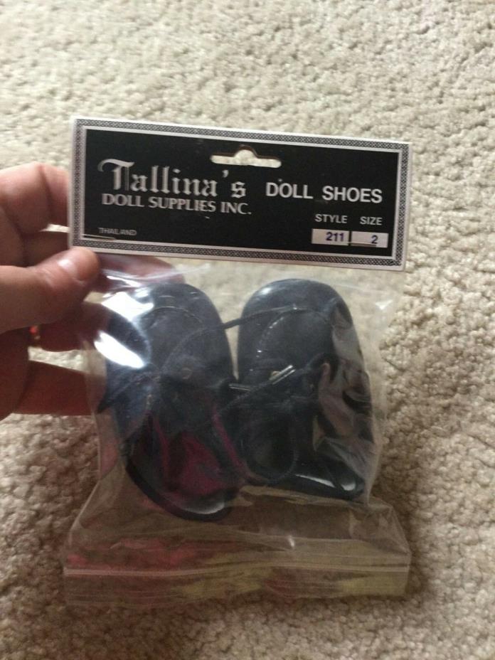 Doll Shoes Boy Size 2 Style 211 Black Tie Ups New in Package Free Ship Tallina's