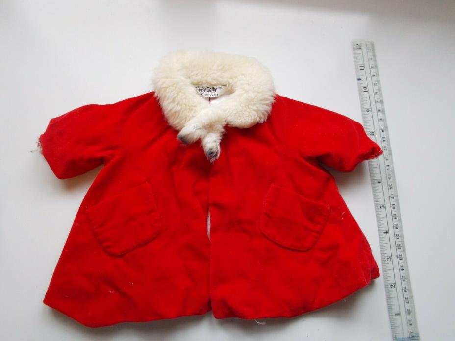VINTAGE LOT OF DOLL CLOTHES 3 COATS ONE CHATTY CATHY MARKED FUR COLLARS CUTE