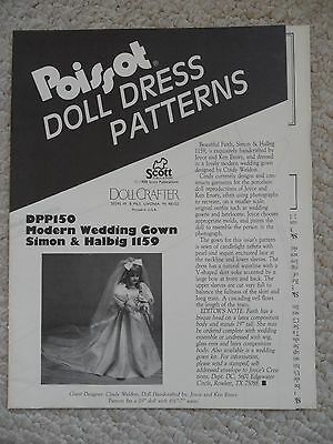 POISSOT DOLL DRESS PATTERNS~Modern Wedding Gown Simon & Halbig~1988~DPP150~19