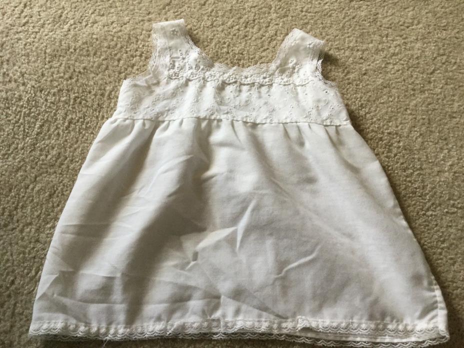 Doll Slip or Underdress White Cotton Lace Trim Sleeveless Embroidered Flower 16