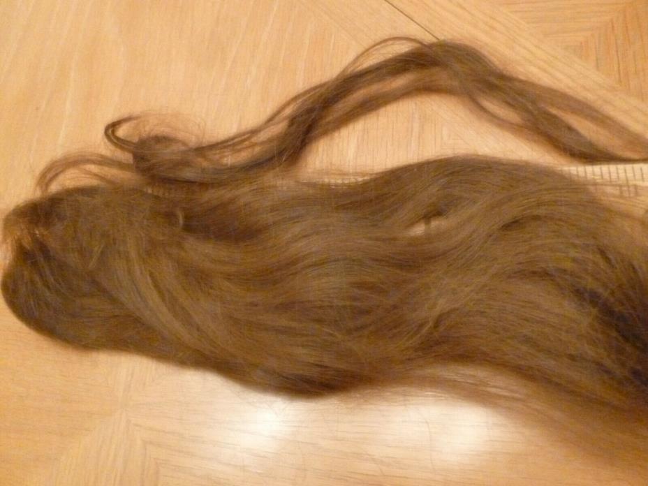 2 Human Hair Hanks 1 darker brown 1 medium brown for antique doll wig making