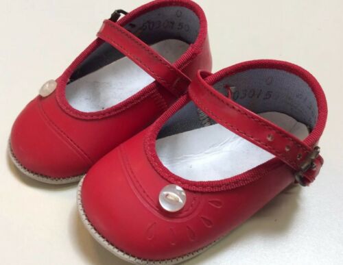 Vintage Baby Doll Shoes Red Vinyl Pearl Button  Size 0
