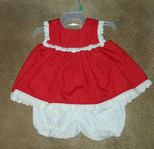 Vintage pinafore and ruffled bloomers doll dress