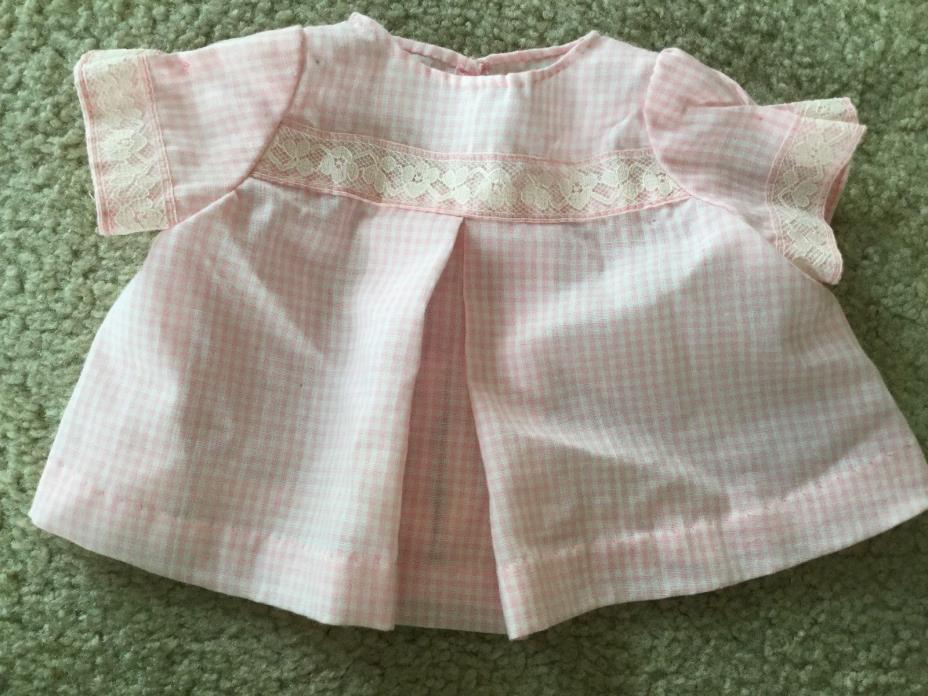 Doll Dress Pink White Gingham White Lace Trim Accent 7
