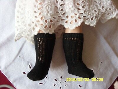 Antique pattern black socks for antique  French  or German doll