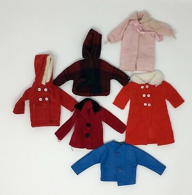 Vintage Lot Of 6 Assorted Doll Jackets Coats Clothing