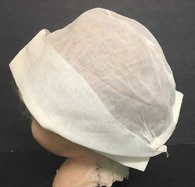 Vintage Baby Girls Doll White Sheer Organdy Bonnet Hat