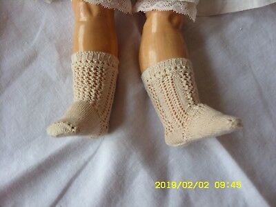 Antique pattern ivory color socks  for  antique or repro French German doll