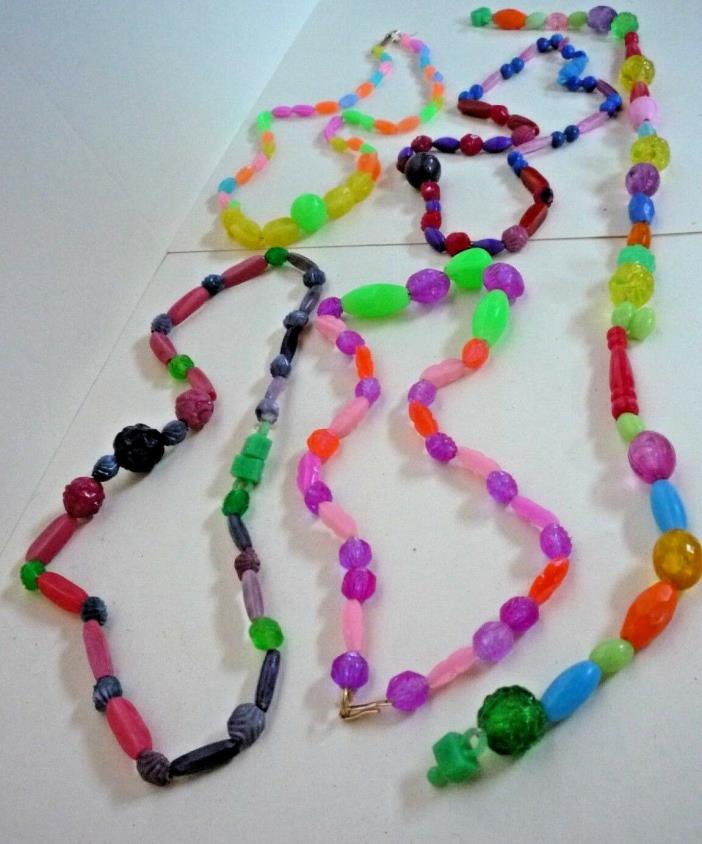 5 Strings, 15” to 17” of Colorful Plastic Beads