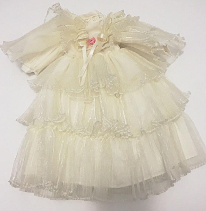 Vintage Doll Dress Cream White Ruffle Tiered Full Dress