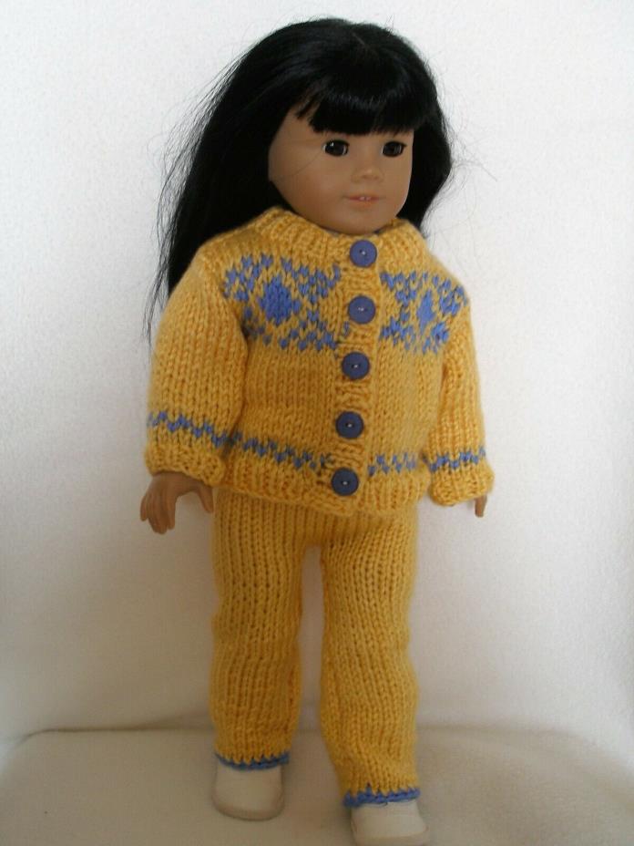 clothes for 18 inch dolls like American Girl dolls hand knit jacket and pants