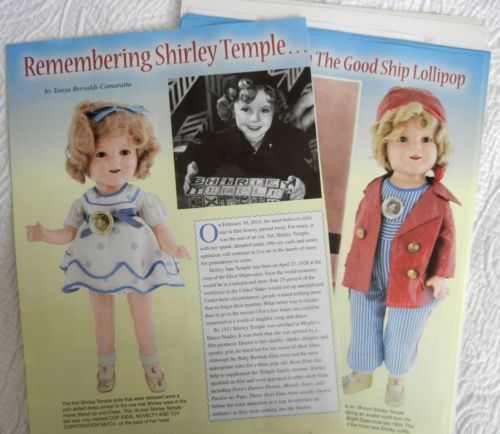 30p History Article + Paper Doll Tribute to Shirley Temple Black - Life & Dolls