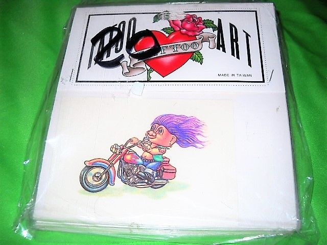 VINTAGE 1991 TROLL DOLL, LOT OF 20 BRAND NEW SEALED TEMPORARY TATTOO'S!