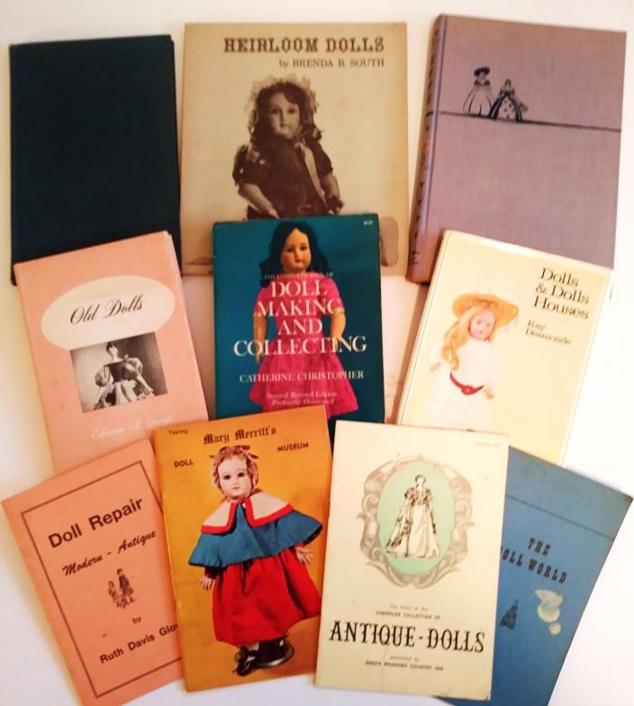 Lot of 10 Vintage Doll Books Collecting History Antique Fashion repair making