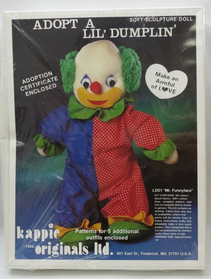 1983 Soft Sculpture Clown Doll Sewing Kit 