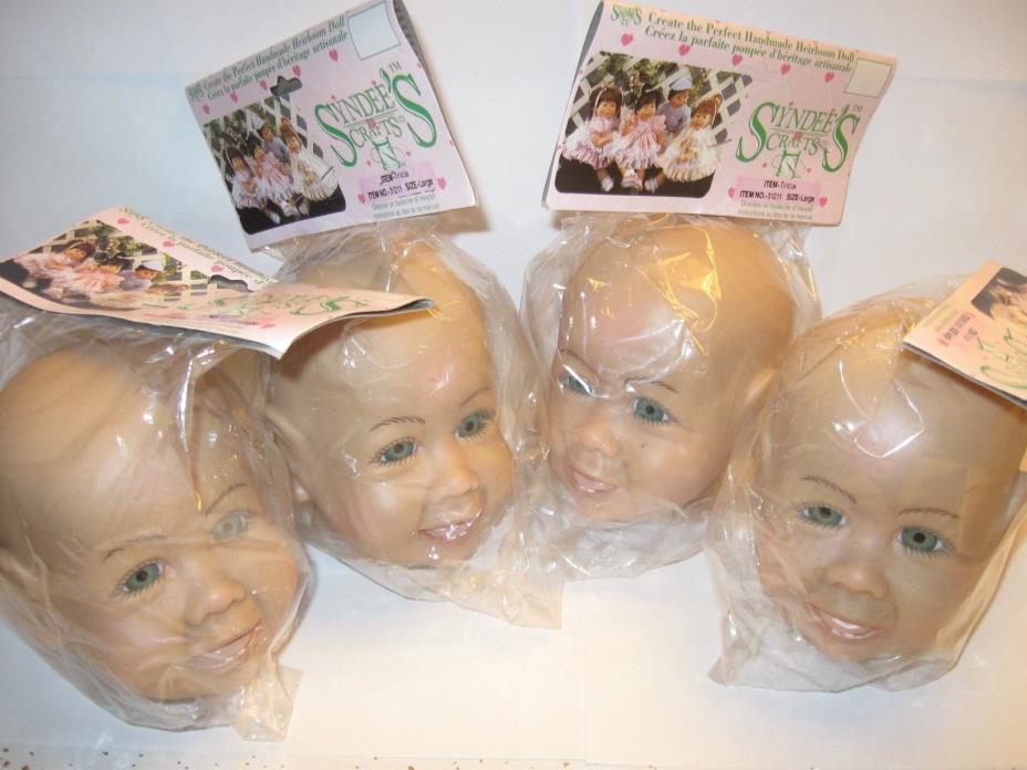 4 - Syndee's Crafts LARGE TRICIA w/Green Eyes DOLL HEADS #31211 - NEW IN PACKAGE
