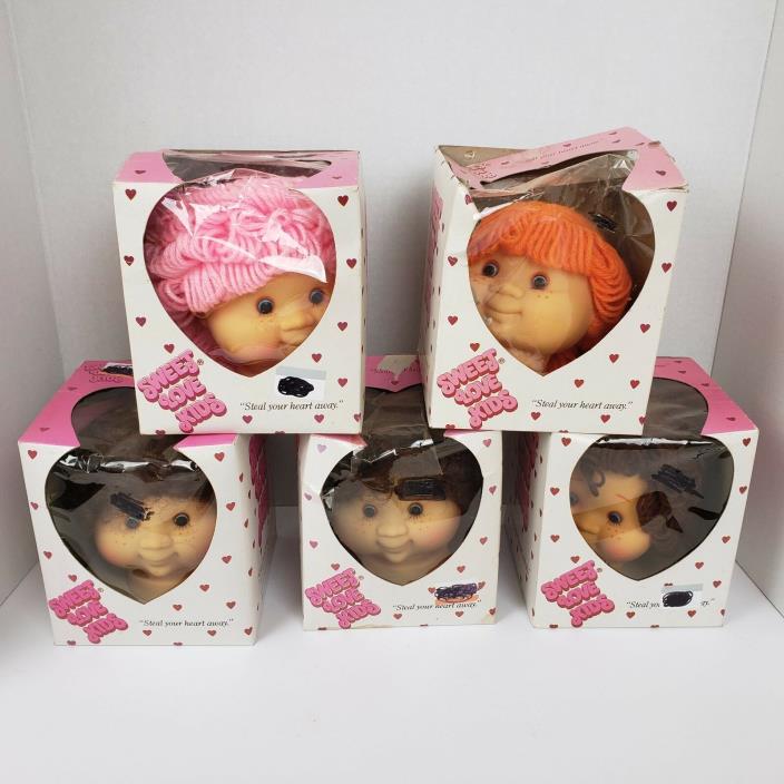 Sweet Love Kids Plastic Craft Doll Heads Yarn Hair Vintage 1980s Lot of 5