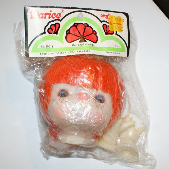 Orange Yarn Hair Doll Head and Hands Vintage #50018 Darice Craft 4