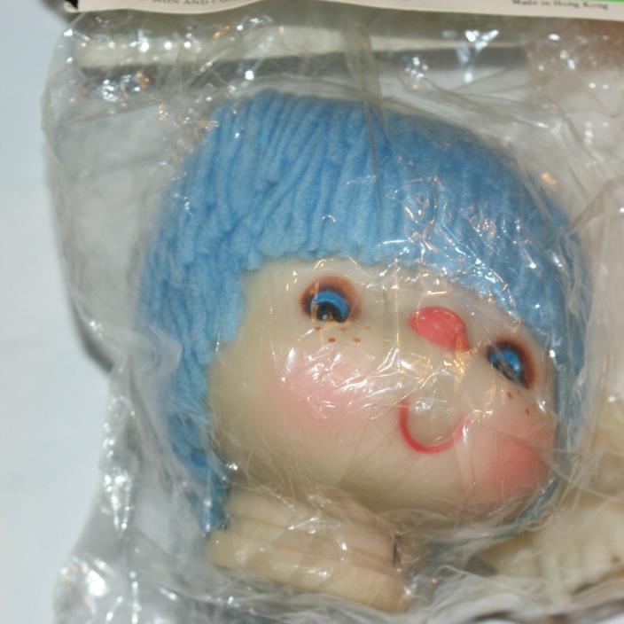 Blue Yarn Hair Doll Head and Hands Vintage #50018 Darice Craft 4