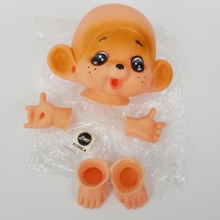 vintage Zim's Dollmaking Parts MONKEY DOLL Face Hands and Feet Zims Korea NOS